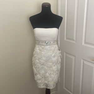 New Sue Wong White Crystal Strapless Floral white Floral Dress